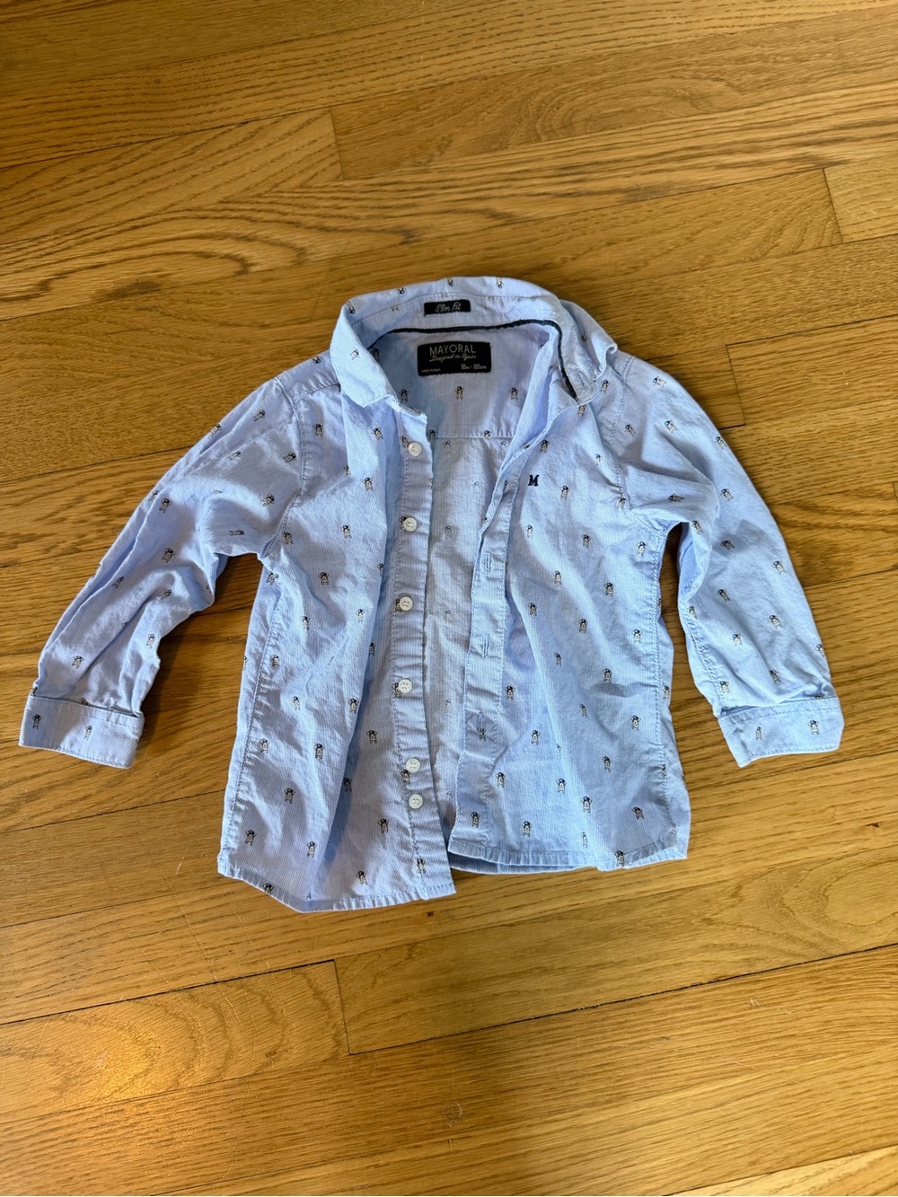 Mayoral Light Blue Boys' Long-Sleeve Button Down Shirt with Micro Print